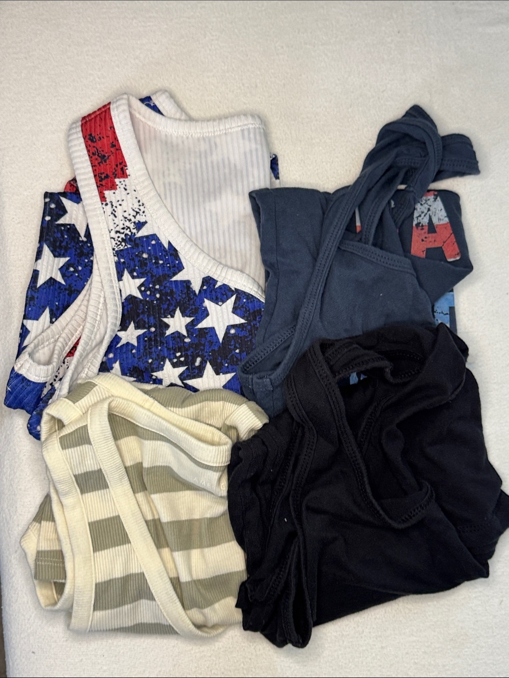 Women’s Tank Top Pack - Black, Navy, Cream, Red/White/Blue Stars
